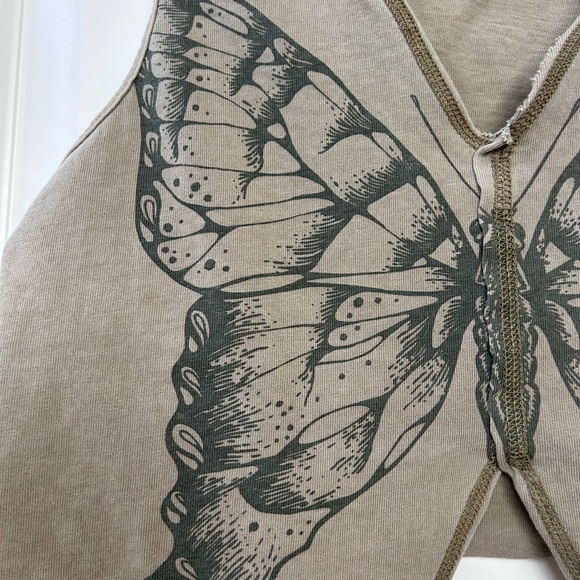 Forever 21 Butterfly Grunge Collared Vest Tank. Raw edge. Y2K inspired. Festival - Picture 2 of 11